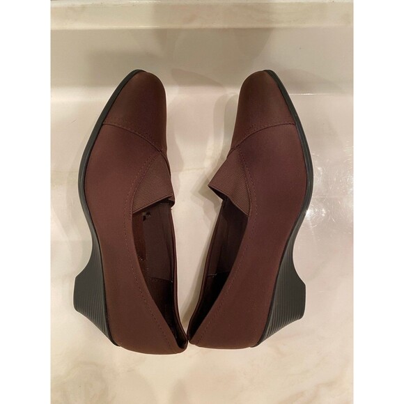 George Comfort Start Slipon Womans Brown Semi Wedge Heels Stylish size 9 EUC - Picture 3 of 9